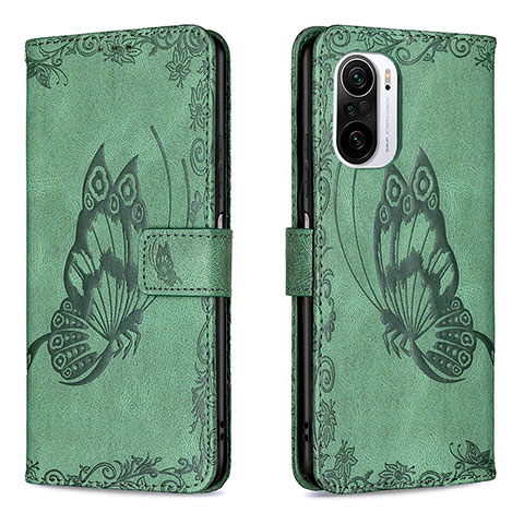 Coque Portefeuille Papillon Livre Cuir Etui Clapet B02F pour Xiaomi Mi 11X 5G Vert