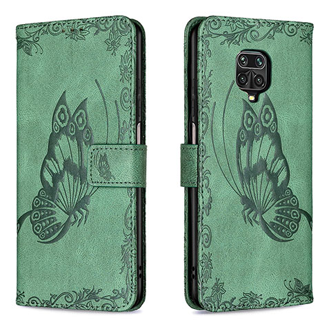 Coque Portefeuille Papillon Livre Cuir Etui Clapet B02F pour Xiaomi Poco M2 Pro Vert