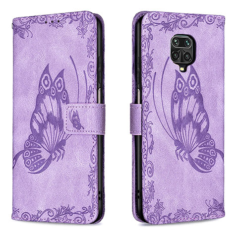 Coque Portefeuille Papillon Livre Cuir Etui Clapet B02F pour Xiaomi Poco M2 Pro Violet Clair