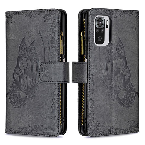 Coque Portefeuille Papillon Livre Cuir Etui Clapet B02F pour Xiaomi Poco M5S Noir