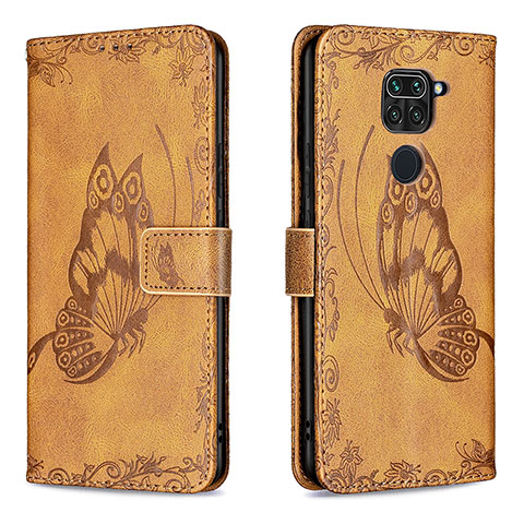 Coque Portefeuille Papillon Livre Cuir Etui Clapet B02F pour Xiaomi Redmi 10X 4G Marron