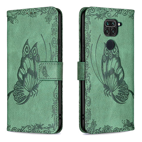 Coque Portefeuille Papillon Livre Cuir Etui Clapet B02F pour Xiaomi Redmi 10X 4G Vert