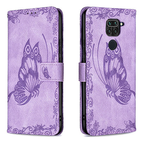 Coque Portefeuille Papillon Livre Cuir Etui Clapet B02F pour Xiaomi Redmi 10X 4G Violet Clair