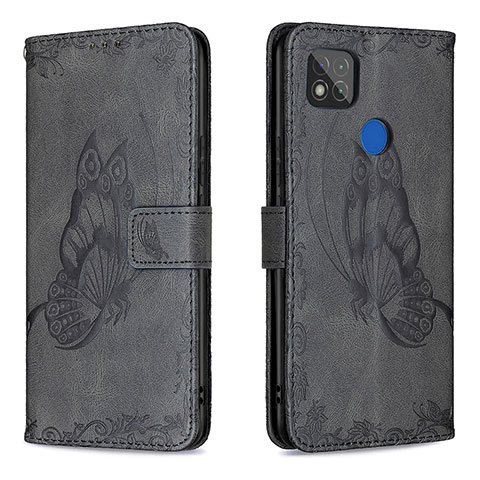 Coque Portefeuille Papillon Livre Cuir Etui Clapet B02F pour Xiaomi Redmi 9C Noir