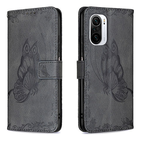 Coque Portefeuille Papillon Livre Cuir Etui Clapet B02F pour Xiaomi Redmi K40 5G Noir