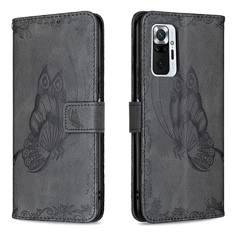 Coque Portefeuille Papillon Livre Cuir Etui Clapet B02F pour Xiaomi Redmi Note 10 Pro Max Noir