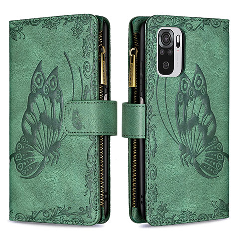 Coque Portefeuille Papillon Livre Cuir Etui Clapet B02F pour Xiaomi Redmi Note 10S 4G Vert