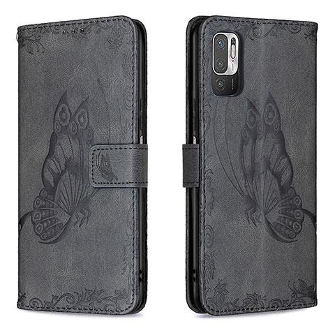 Coque Portefeuille Papillon Livre Cuir Etui Clapet B02F pour Xiaomi Redmi Note 10T 5G Noir