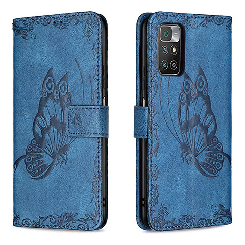 Coque Portefeuille Papillon Livre Cuir Etui Clapet B02F pour Xiaomi Redmi Note 11 4G (2021) Bleu