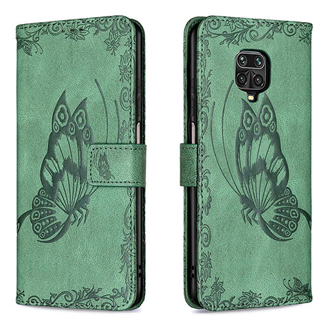 Coque Portefeuille Papillon Livre Cuir Etui Clapet B02F pour Xiaomi Redmi Note 9 Pro Max Vert