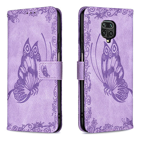 Coque Portefeuille Papillon Livre Cuir Etui Clapet B02F pour Xiaomi Redmi Note 9 Pro Violet Clair