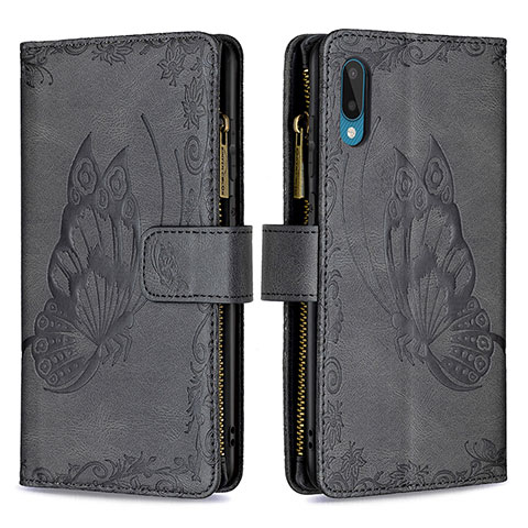 Coque Portefeuille Papillon Livre Cuir Etui Clapet B03F pour Samsung Galaxy A02 Noir