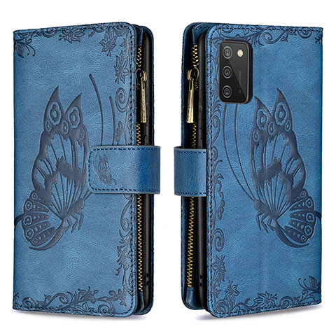 Coque Portefeuille Papillon Livre Cuir Etui Clapet B03F pour Samsung Galaxy A03s Bleu