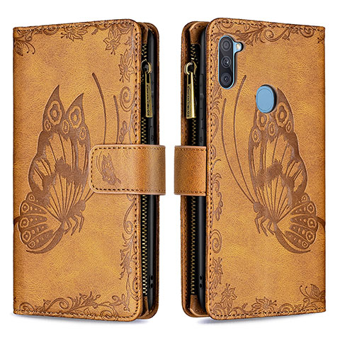 Coque Portefeuille Papillon Livre Cuir Etui Clapet B03F pour Samsung Galaxy A11 Marron