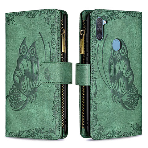 Coque Portefeuille Papillon Livre Cuir Etui Clapet B03F pour Samsung Galaxy A11 Vert