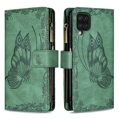 Coque Portefeuille Papillon Livre Cuir Etui Clapet B03F pour Samsung Galaxy A12 Nacho Vert