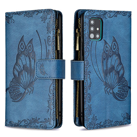 Coque Portefeuille Papillon Livre Cuir Etui Clapet B03F pour Samsung Galaxy A51 4G Bleu