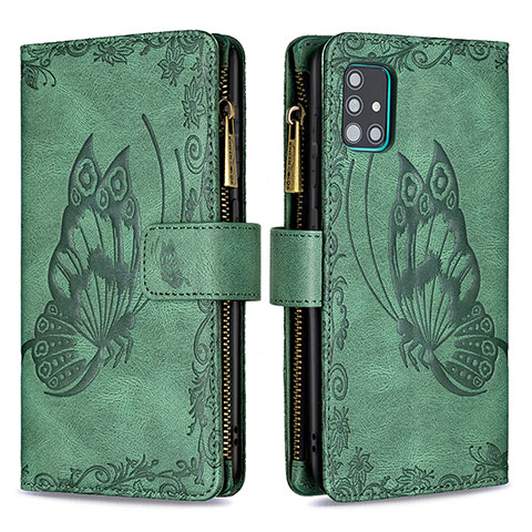 Coque Portefeuille Papillon Livre Cuir Etui Clapet B03F pour Samsung Galaxy A51 4G Vert