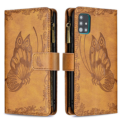 Coque Portefeuille Papillon Livre Cuir Etui Clapet B03F pour Samsung Galaxy A51 5G Marron