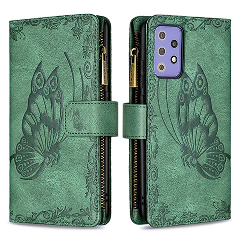 Coque Portefeuille Papillon Livre Cuir Etui Clapet B03F pour Samsung Galaxy A72 4G Vert