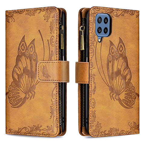 Coque Portefeuille Papillon Livre Cuir Etui Clapet B03F pour Samsung Galaxy M32 4G Marron