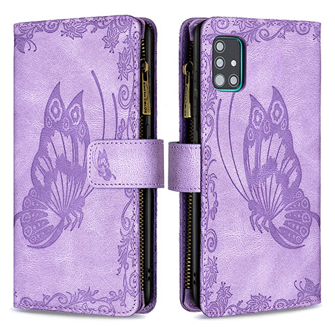 Coque Portefeuille Papillon Livre Cuir Etui Clapet B03F pour Samsung Galaxy M40S Violet Clair