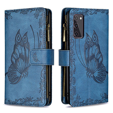 Coque Portefeuille Papillon Livre Cuir Etui Clapet B03F pour Samsung Galaxy S20 FE 4G Bleu