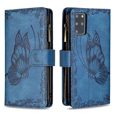 Coque Portefeuille Papillon Livre Cuir Etui Clapet B03F pour Samsung Galaxy S20 Plus 5G Bleu