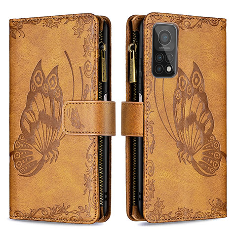 Coque Portefeuille Papillon Livre Cuir Etui Clapet B03F pour Xiaomi Mi 10T Pro 5G Marron