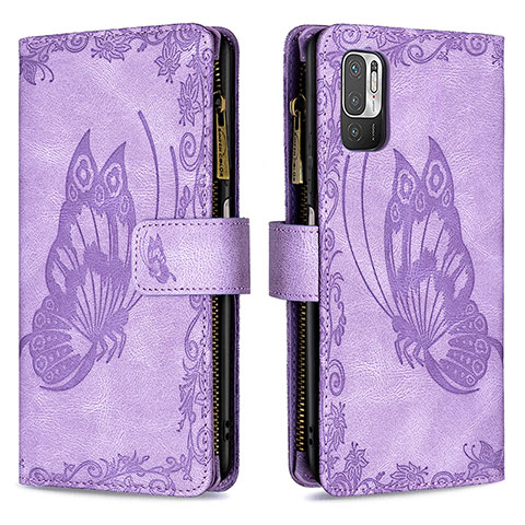 Coque Portefeuille Papillon Livre Cuir Etui Clapet B03F pour Xiaomi POCO M3 Pro 5G Violet Clair