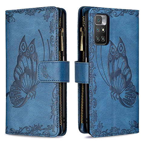 Coque Portefeuille Papillon Livre Cuir Etui Clapet B03F pour Xiaomi Redmi 10 (2022) Bleu