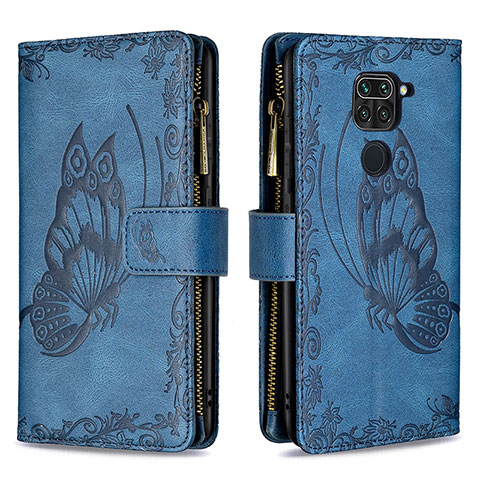 Coque Portefeuille Papillon Livre Cuir Etui Clapet B03F pour Xiaomi Redmi 10X 4G Bleu