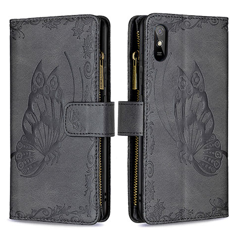 Coque Portefeuille Papillon Livre Cuir Etui Clapet B03F pour Xiaomi Redmi 9i Noir