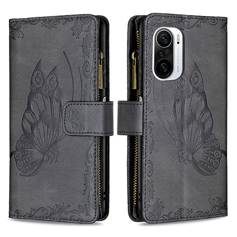 Coque Portefeuille Papillon Livre Cuir Etui Clapet B03F pour Xiaomi Redmi K40 5G Noir