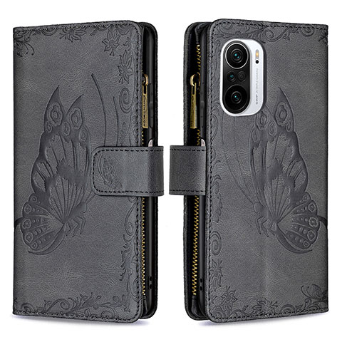 Coque Portefeuille Papillon Livre Cuir Etui Clapet B03F pour Xiaomi Redmi K40 Pro+ Plus 5G Noir