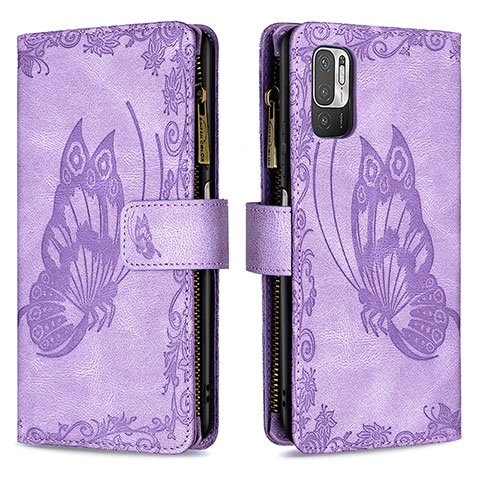 Coque Portefeuille Papillon Livre Cuir Etui Clapet B03F pour Xiaomi Redmi Note 11 SE 5G Violet Clair
