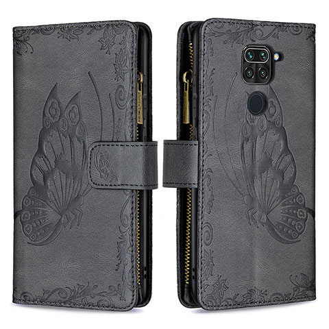 Coque Portefeuille Papillon Livre Cuir Etui Clapet B03F pour Xiaomi Redmi Note 9 Noir