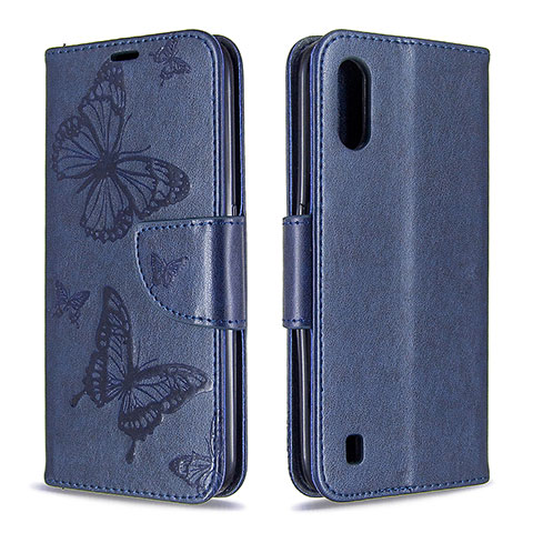 Coque Portefeuille Papillon Livre Cuir Etui Clapet B13F pour Samsung Galaxy A01 SM-A015 Bleu