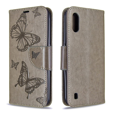 Coque Portefeuille Papillon Livre Cuir Etui Clapet B13F pour Samsung Galaxy A01 SM-A015 Gris