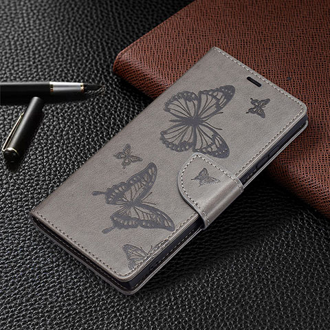 Coque Portefeuille Papillon Livre Cuir Etui Clapet B13F pour Samsung Galaxy S24 Ultra 5G Gris