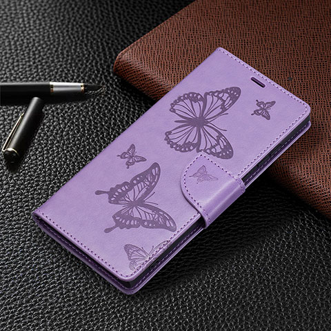 Coque Portefeuille Papillon Livre Cuir Etui Clapet B13F pour Samsung Galaxy S24 Ultra 5G Violet Clair