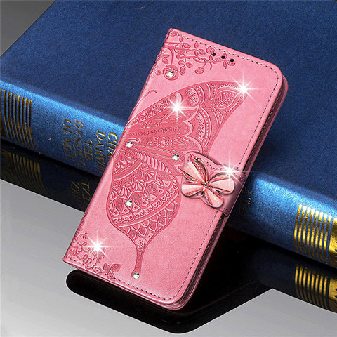 Coque Portefeuille Papillon Livre Cuir Etui Clapet L01 pour Xiaomi Mi 11 Lite 4G Rose Rouge