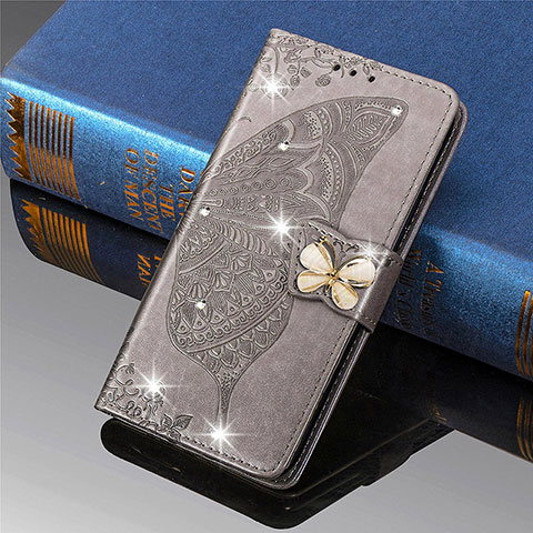 Coque Portefeuille Papillon Livre Cuir Etui Clapet L01 pour Xiaomi Mi 11 Lite 5G Gris