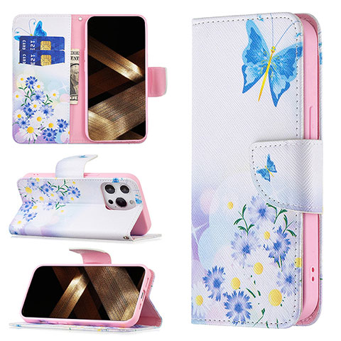 Coque Portefeuille Papillon Livre Cuir Etui Clapet L02 pour Apple iPhone 14 Pro Noir