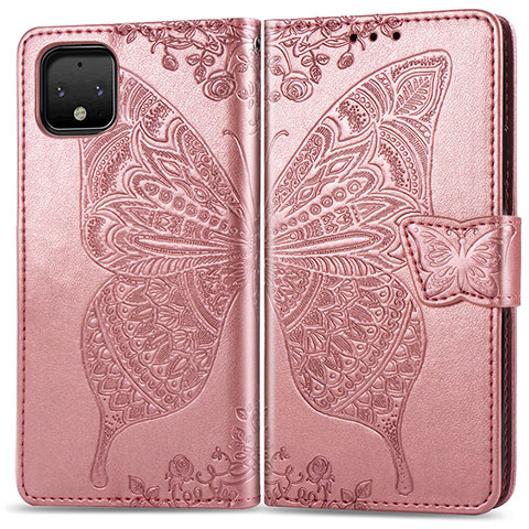 Coque Portefeuille Papillon Livre Cuir Etui Clapet pour Google Pixel 4 Or Rose