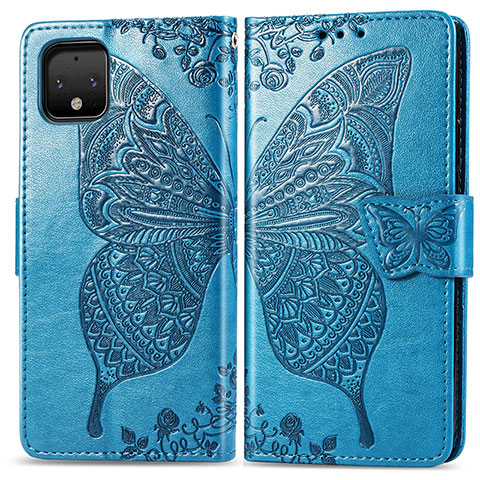 Coque Portefeuille Papillon Livre Cuir Etui Clapet pour Google Pixel 4 XL Bleu