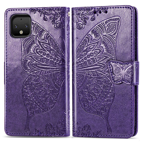 Coque Portefeuille Papillon Livre Cuir Etui Clapet pour Google Pixel 4 XL Violet