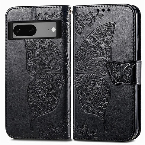 Coque Portefeuille Papillon Livre Cuir Etui Clapet pour Google Pixel 7 5G Noir