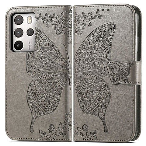 Coque Portefeuille Papillon Livre Cuir Etui Clapet pour HTC U23 Pro 5G Gris