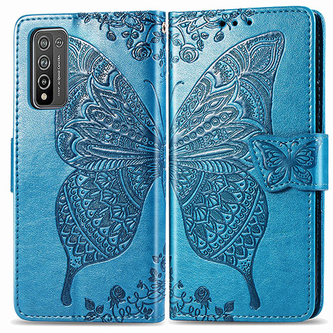 Coque Portefeuille Papillon Livre Cuir Etui Clapet pour Huawei Honor 10X Lite Bleu